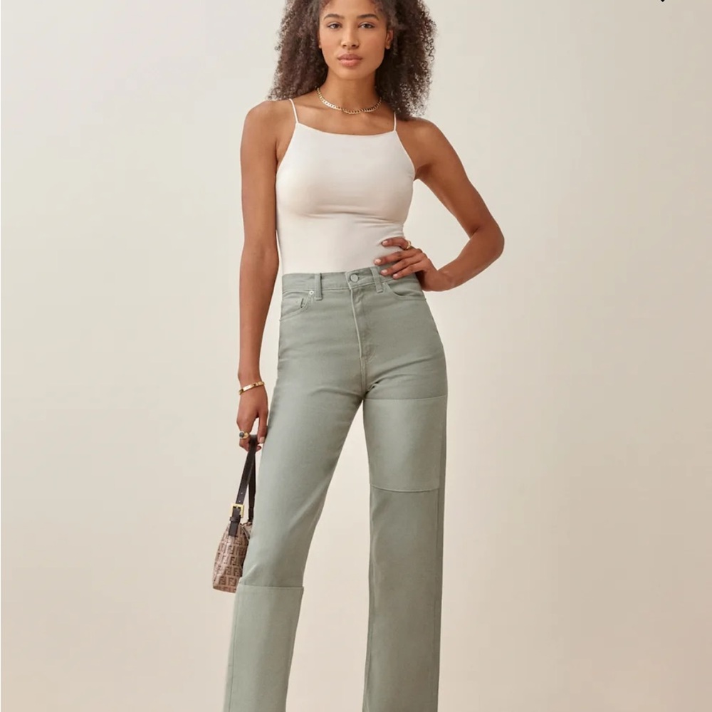 Reformation Olive Green Patch Pants